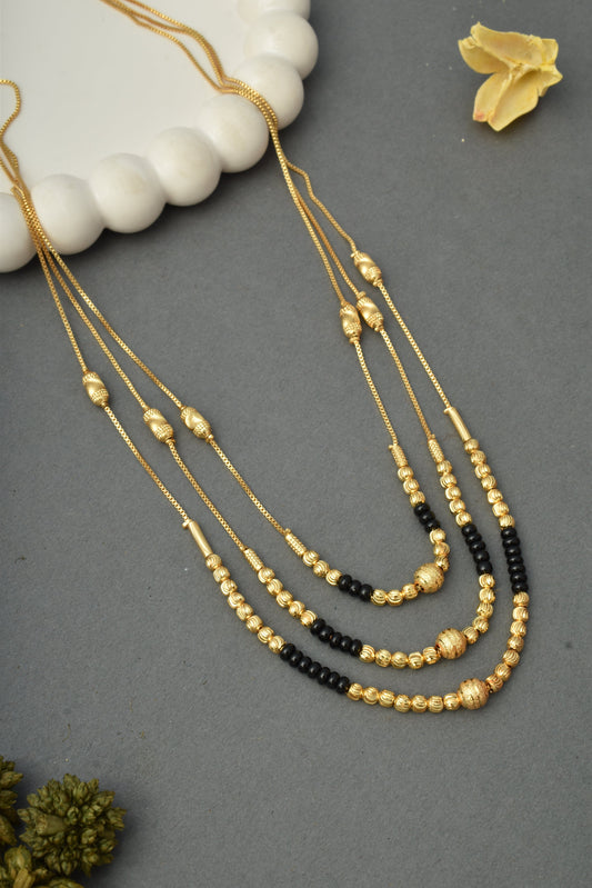 Gold-Toned Stone Studded Mangalsutra Necklace for Women