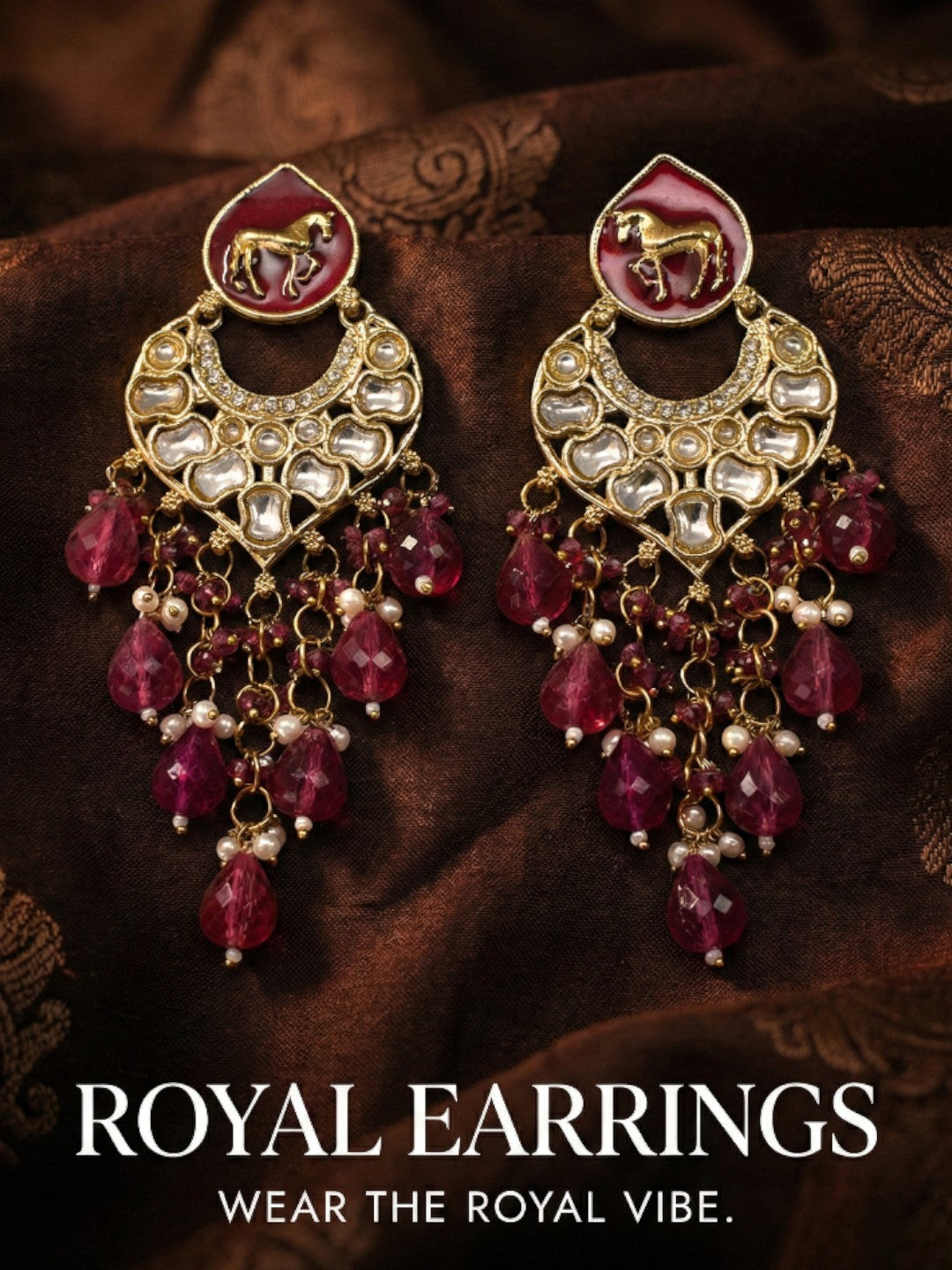 Gold Plated Traditional Kundan Drop Earrings for Women, Statement Chandbali Style Earrings with Stone Work and Beaded Dangling Drops, Festive Wedding Party Long Dangler Earrings-05