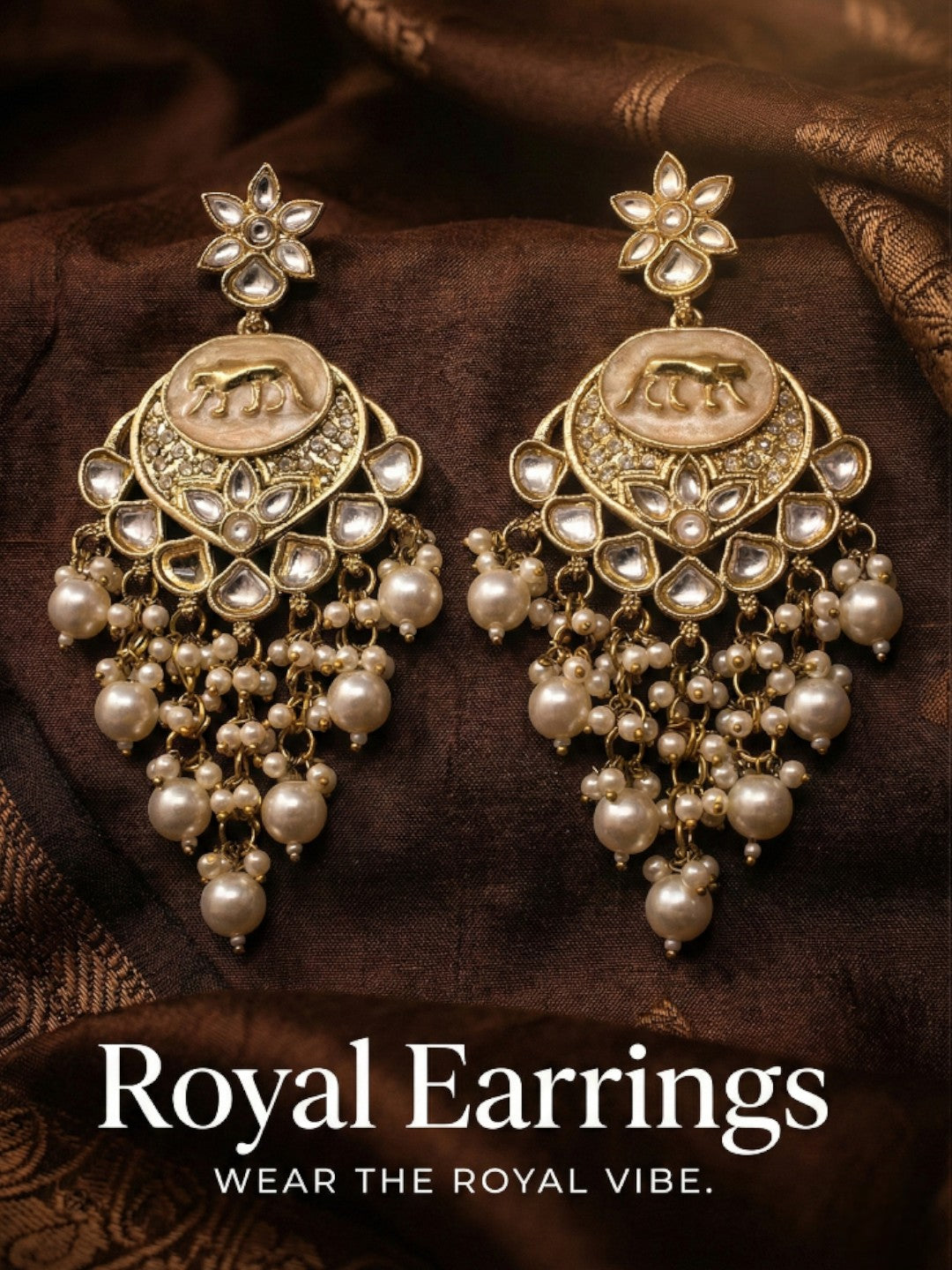 Gold Plated Traditional Kundan Drop Earrings for Women, Statement Chandbali Style Earrings with Stone Work and Beaded Dangling Drops, Festive Wedding Party Long Dangler Earrings-09