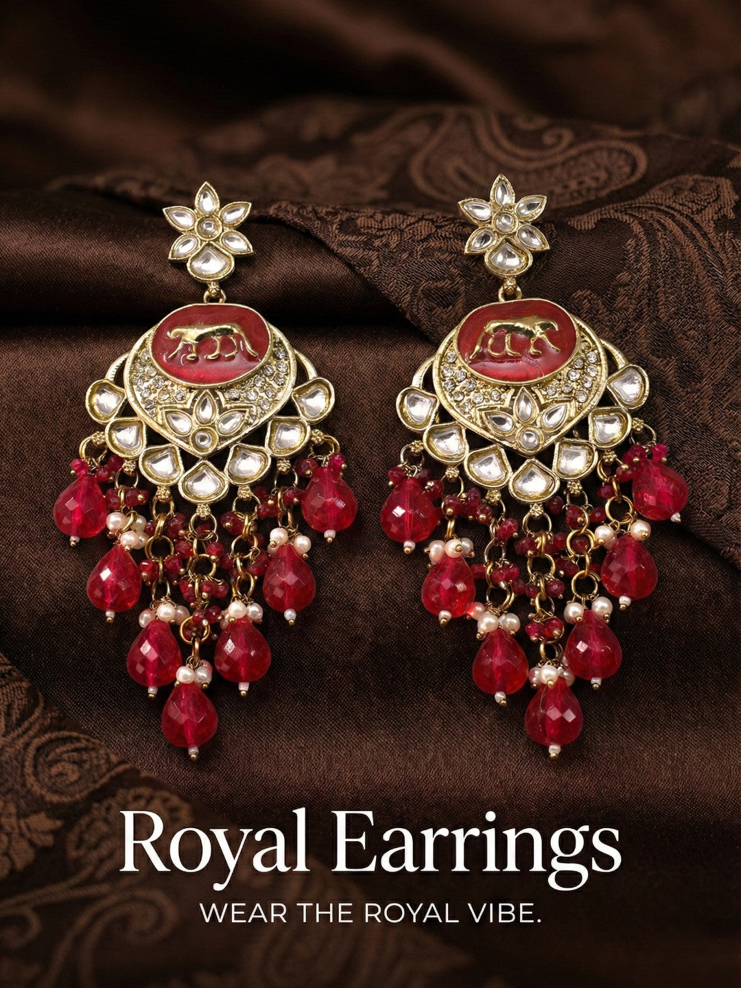 Gold Plated Traditional Kundan Drop Earrings for Women, Statement Chandbali Style Earrings with Stone Work and Beaded Dangling Drops, Festive Wedding Party Long Dangler Earrings-11
