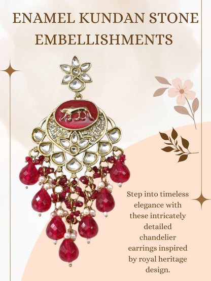 Gold Plated Traditional Kundan Drop Earrings for Women, Statement Chandbali Style Earrings with Stone Work and Beaded Dangling Drops, Festive Wedding Party Long Dangler Earrings-11