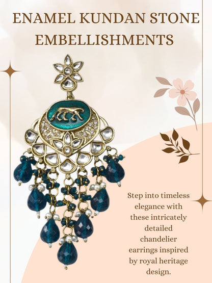 Gold Plated Traditional Kundan Drop Earrings for Women, Statement Chandbali Style Earrings with Stone Work and Beaded Dangling Drops, Festive Wedding Party Long Dangler Earrings-12