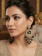 Gold Plated Traditional Kundan Drop Earrings for Women, Statement Chandbali Style Earrings with Stone Work and Beaded Dangling Drops, Festive Wedding Party Long Dangler Earrings-14