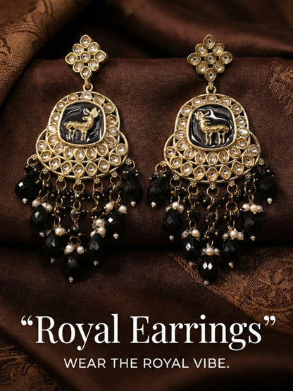 Gold Plated Traditional Kundan Drop Earrings for Women, Statement Chandbali Style Earrings with Stone Work and Beaded Dangling Drops, Festive Wedding Party Long Dangler Earrings-14