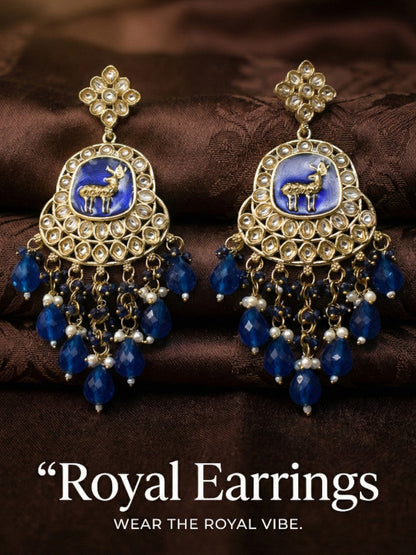 Gold Plated Traditional Kundan Drop Earrings for Women, Statement Chandbali Style Earrings with Stone Work and Beaded Dangling Drops, Festive Wedding Party Long Dangler Earrings-15