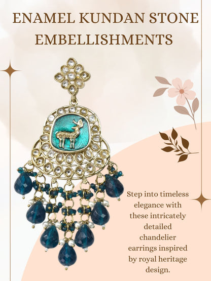 Gold Plated Traditional Kundan Drop Earrings for Women, Statement Chandbali Style Earrings with Stone Work and Beaded Dangling Drops, Festive Wedding Party Long Dangler Earrings-19