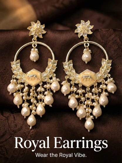 Gold Plated Traditional Kundan Drop Earrings for Women, Statement Chandbali Style Earrings with Stone Work and Beaded Dangling Drops, Festive Wedding Party Long Dangler Earrings-24