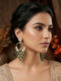 Gold Plated Traditional Kundan Drop Earrings for Women, Statement Chandbali Style Earrings with Stone Work and Beaded Dangling Drops, Festive Wedding Party Long Dangler Earrings-25