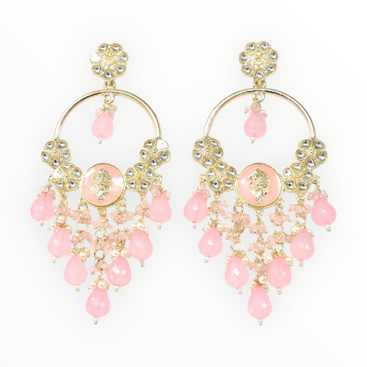 Gold Plated Traditional Kundan Drop Earrings for Women, Statement Chandbali Style Earrings with Stone Work and Beaded Dangling Drops, Festive Wedding Party Long Dangler Earrings-29