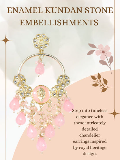 Gold Plated Traditional Kundan Drop Earrings for Women, Statement Chandbali Style Earrings with Stone Work and Beaded Dangling Drops, Festive Wedding Party Long Dangler Earrings-29