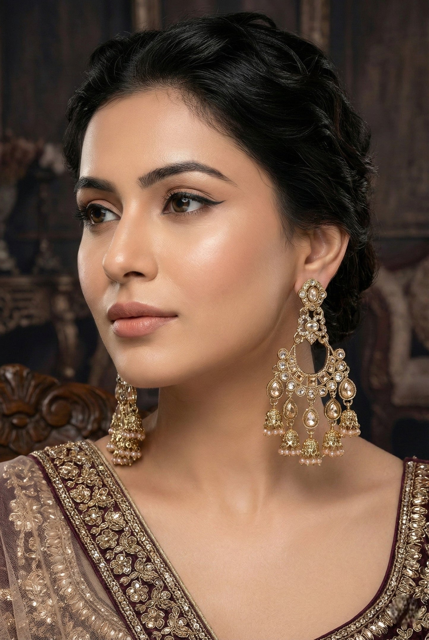 Partywear-earrings,chandeliar,partywear,Kashmiri earring-EAR-CFB-S01