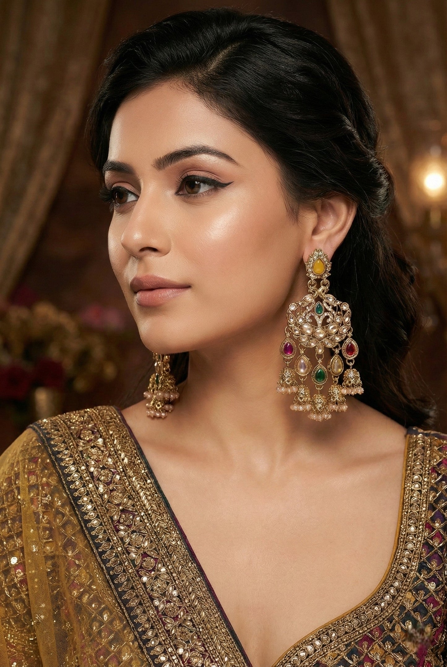 Partywear-earrings,chandeliar,partywear,Kashmiri earring-EAR-CFB-S02-MLT