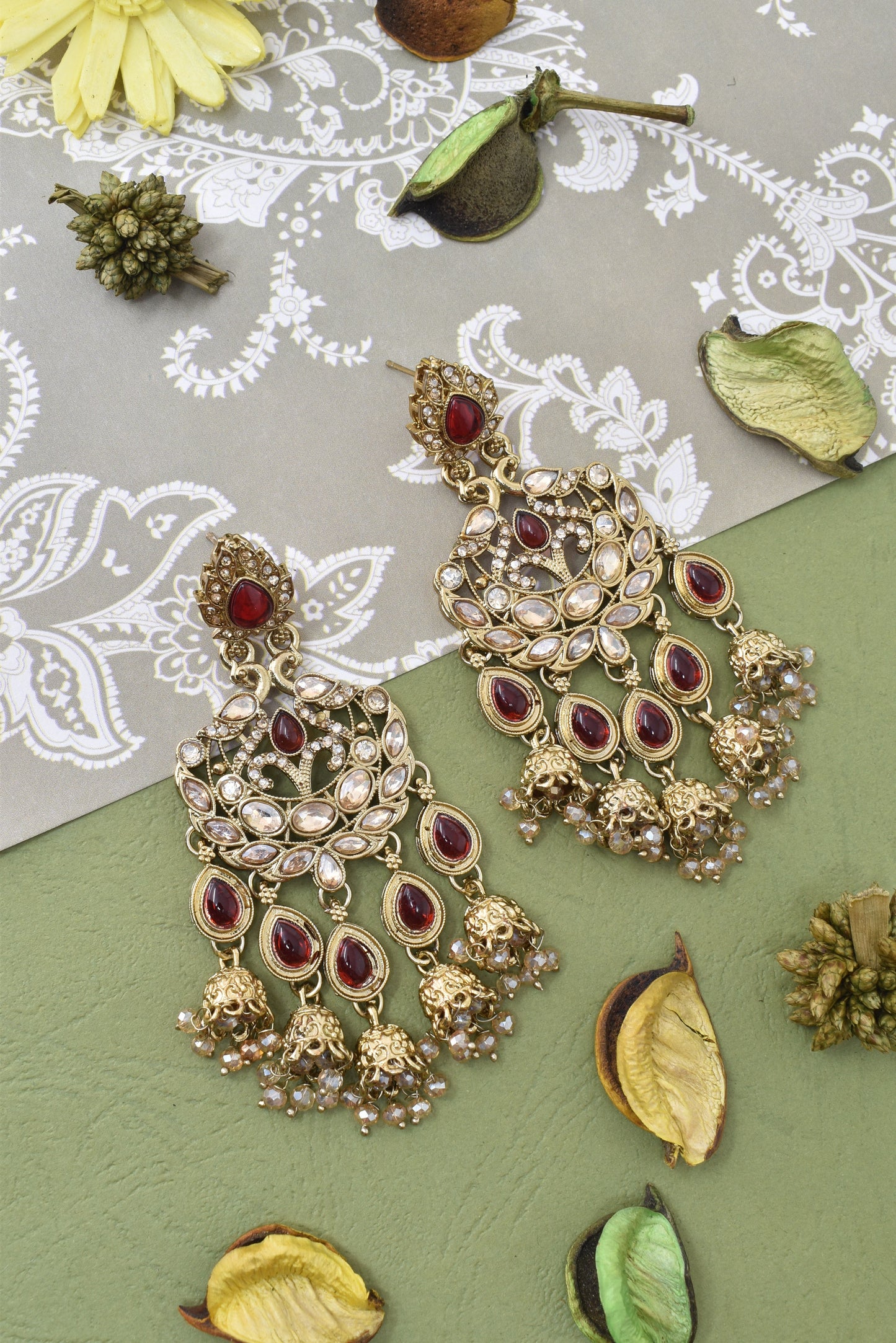 Partywear-earrings,chandeliar,partywear,Kashmiri earring-EAR-CFB-S02-MRN