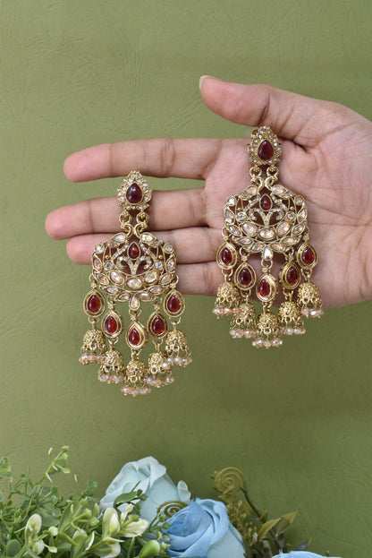 Partywear-earrings,chandeliar,partywear,Kashmiri earring-EAR-CFB-S02-MRN