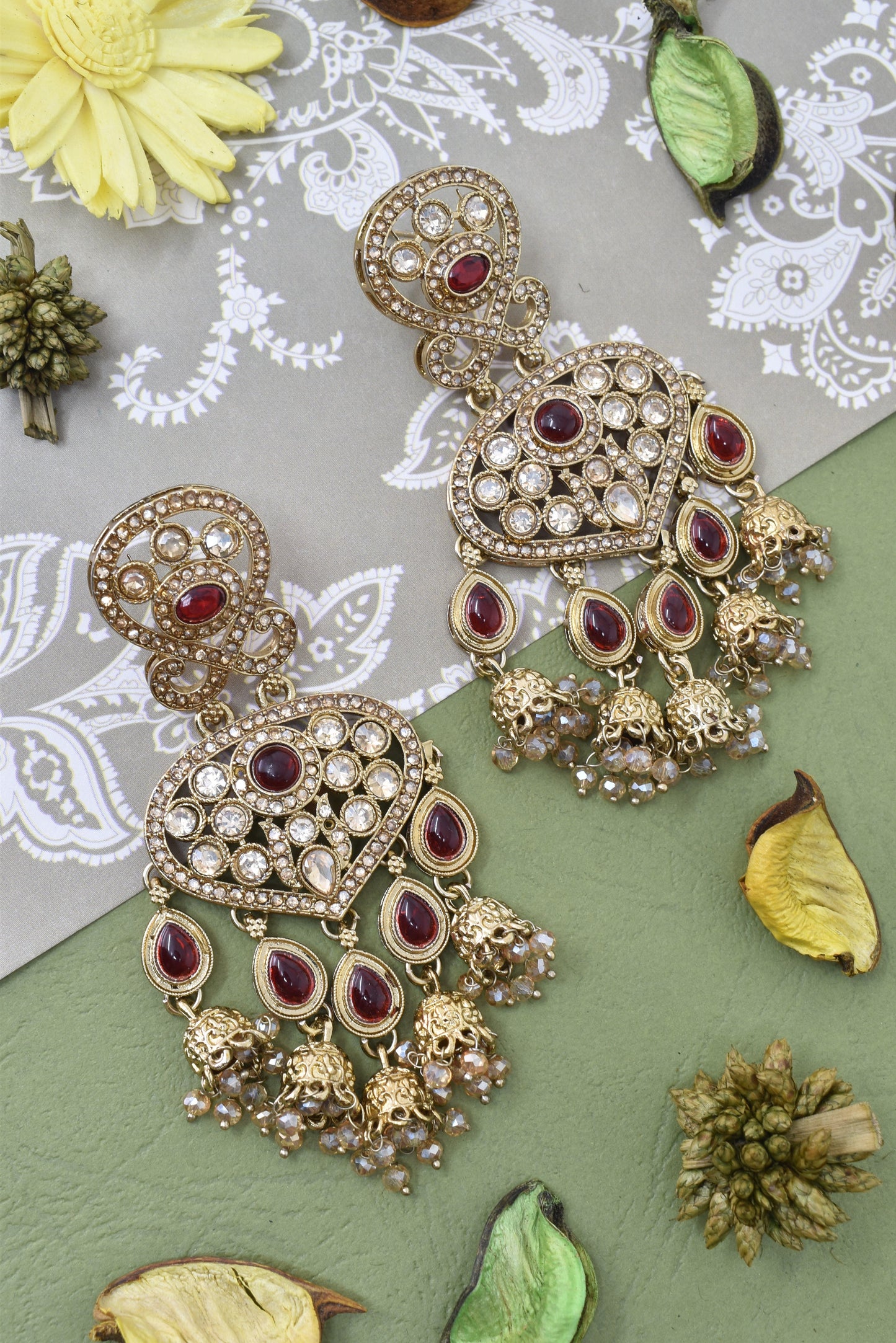 Partywear-earrings,chandeliar,partywear,Kashmiri earring-EAR-CFB-S03-MRN
