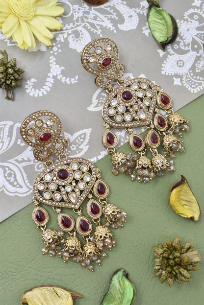 Partywear-earrings,chandeliar,partywear,Kashmiri earring-EAR-CFB-S03-MRN