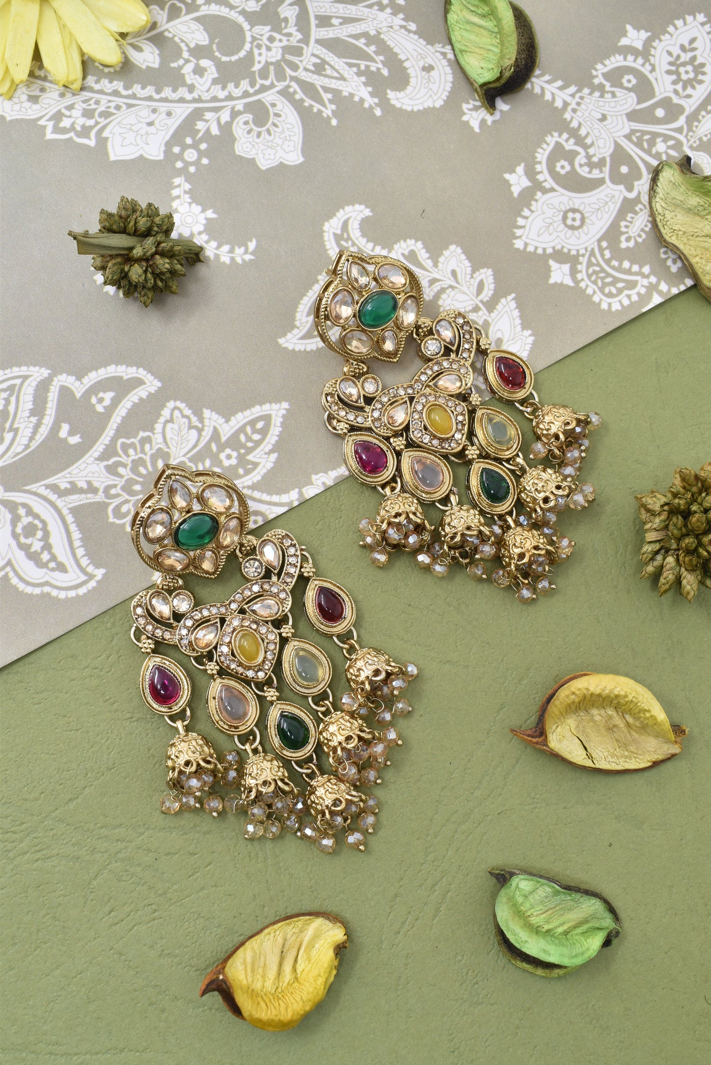Partywear-earrings,chandeliar,partywear,Kashmiri earring-EAR-CFB-S04-MLT