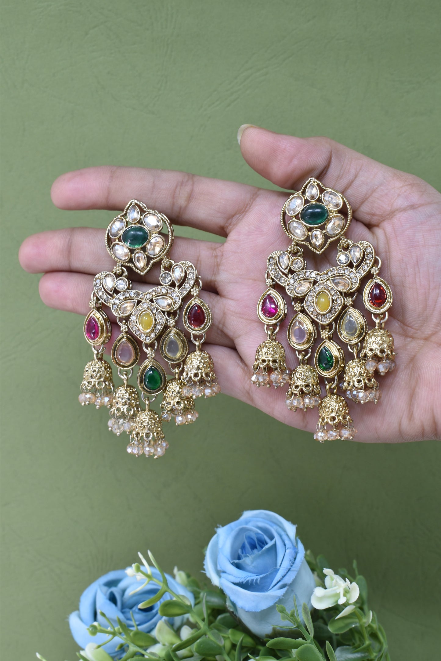 Partywear-earrings,chandeliar,partywear,Kashmiri earring-EAR-CFB-S04-MLT