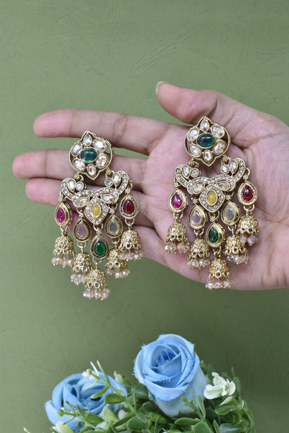 Partywear-earrings,chandeliar,partywear,Kashmiri earring-EAR-CFB-S04-MLT
