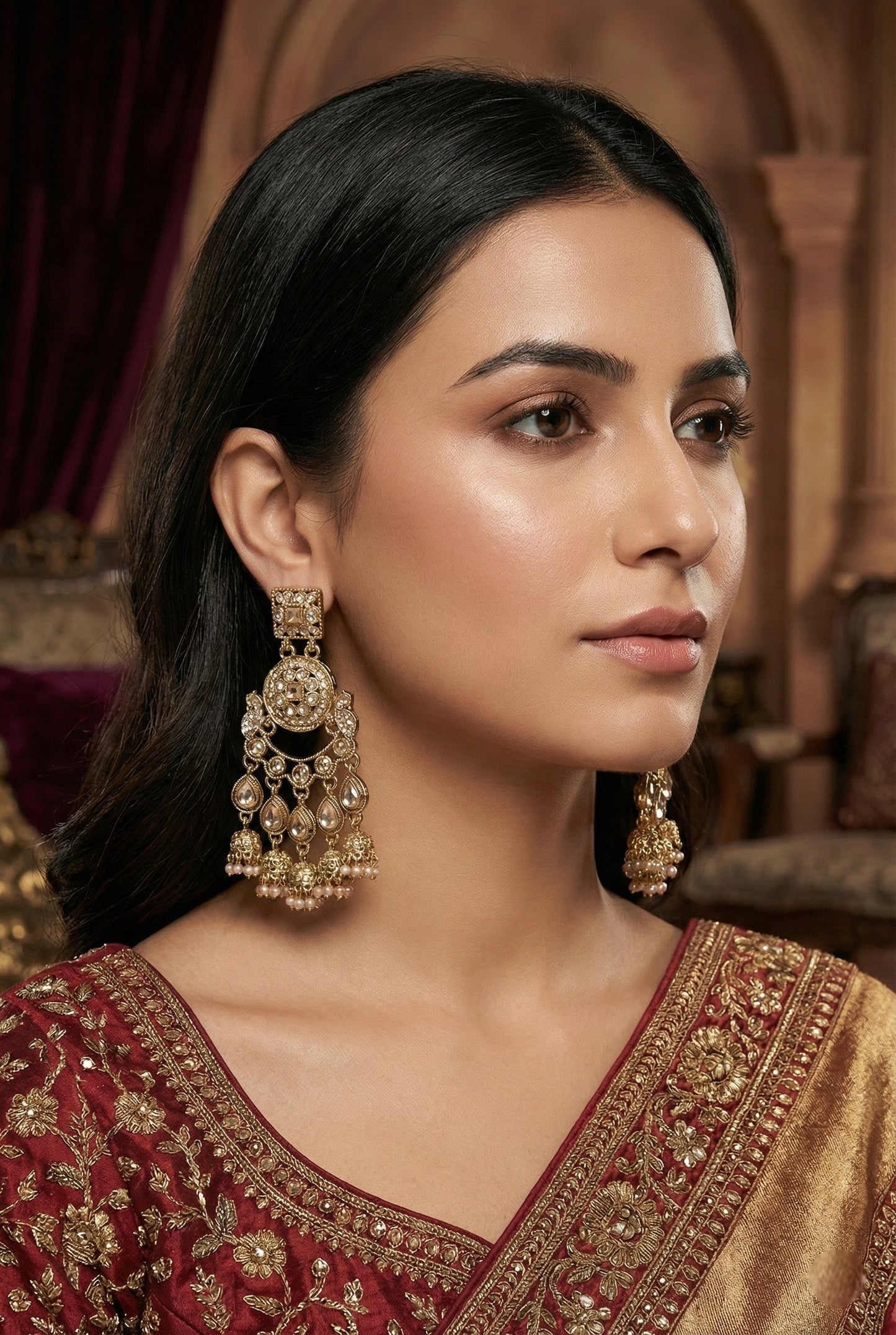 Partywear-earrings,chandeliar,partywear,Kashmiri earring-EAR-CFB-S06-LCT