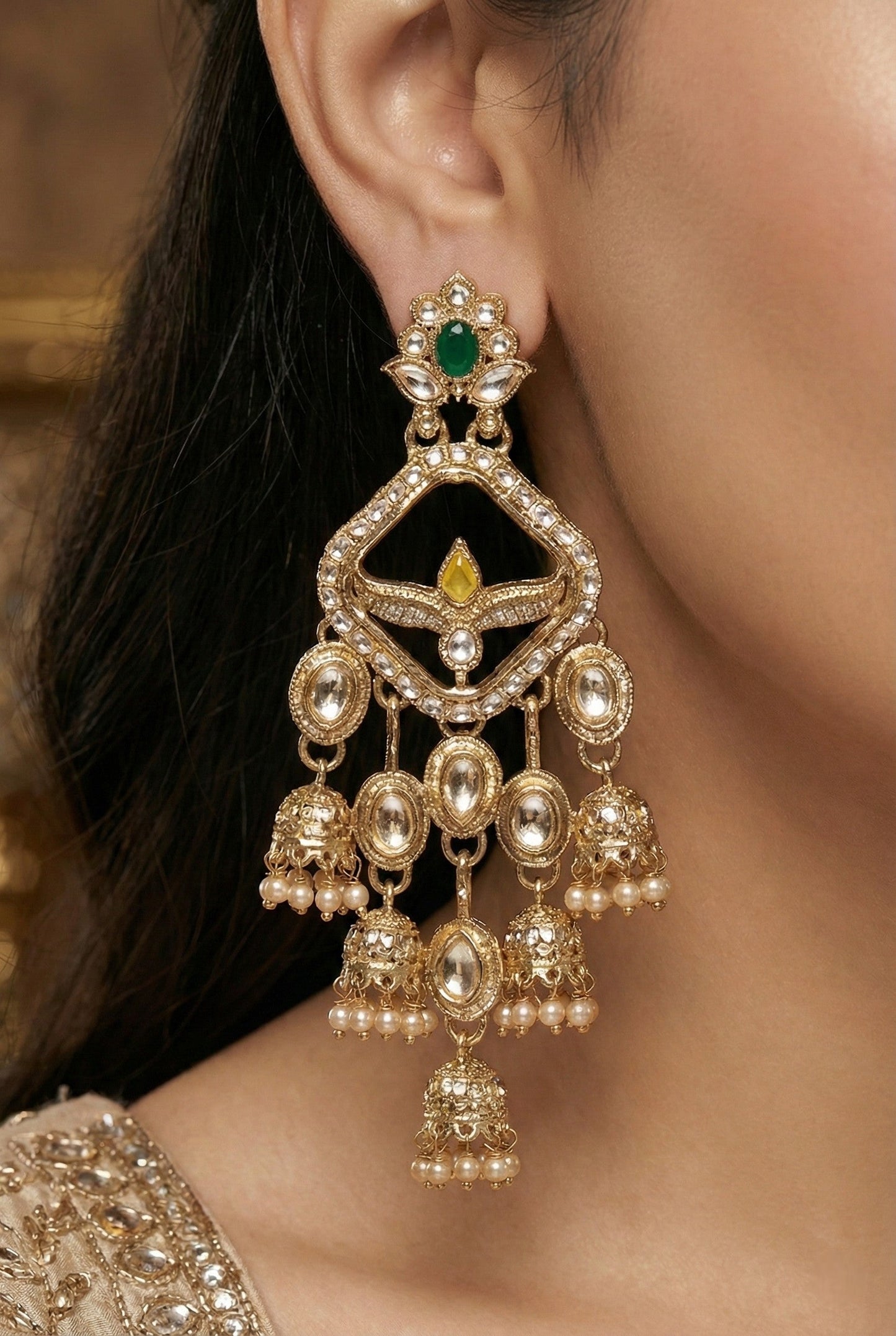 Partywear-earrings,chandeliar,partywear,Kashmiri earring-EAR-CFB-S07-MLT