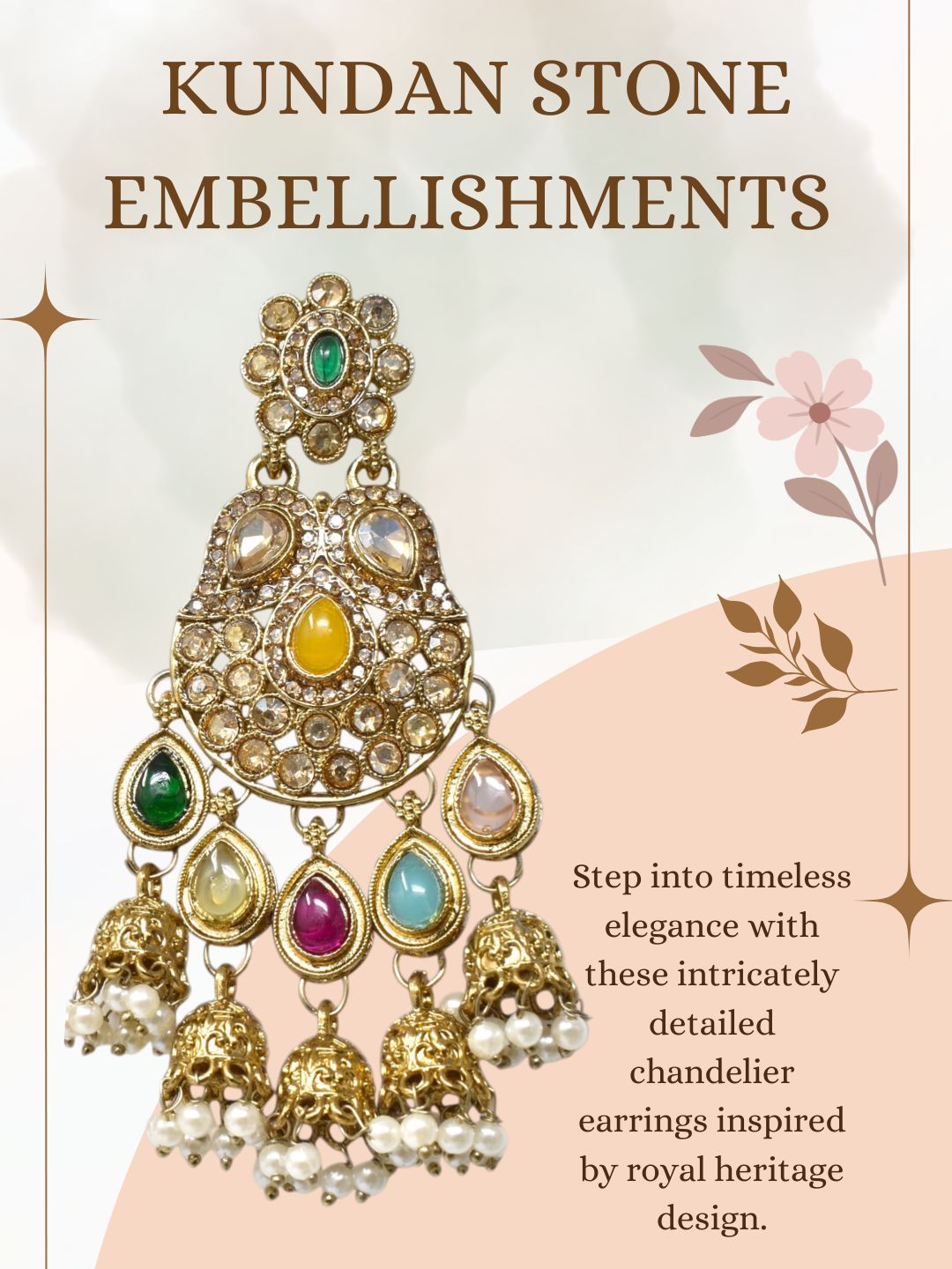 Gold Plated Traditional Kundan Drop Earrings for Women, Statement Chandbali Style Earrings with Stone Work and Beaded Dangling Drops, Festive Wedding Party Long Dangler Earrings-33