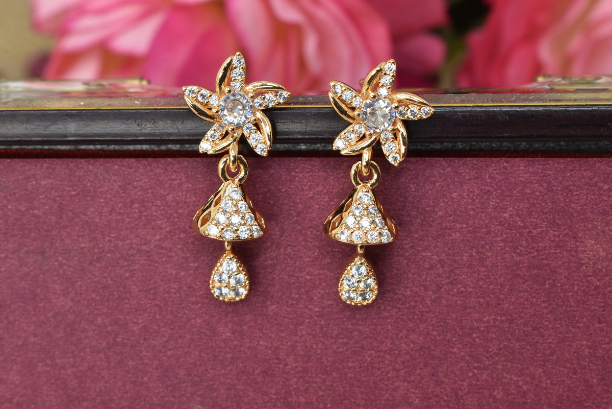 Rose gold plated earrings,bali earrings,stud,huggis,Jhumaka,jhumki big earrings,long earrings,earrings for girls,partywear earrings,bollywood earrings,wedding earrings,heavy designer earrings,