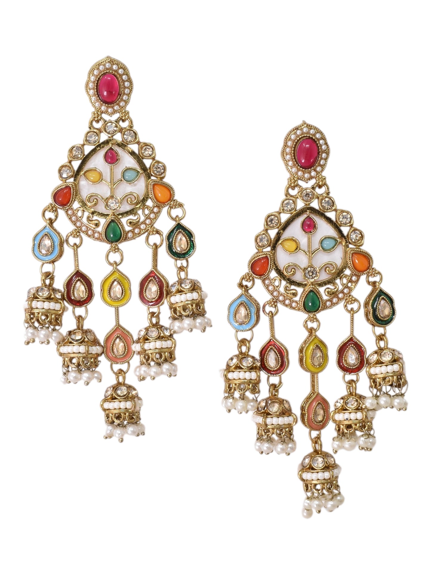 Partywear-earrings,chandeliar,partywear,Kashmiri earring-EAR-HDB-E493-MLT