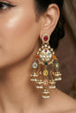 Gold Plated, Premium Multi Stylish Chandbali Jhumka Earrings for Women, Traditional Bridal Ethnic Dangling Earring with Kundan & Heavy Long Earring, Wedding Festive Party Statement Luxury Jewellery-14