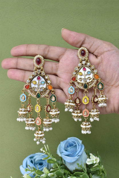 Partywear-earrings,chandeliar,partywear,Kashmiri earring-EAR-HDB-E493-MLT