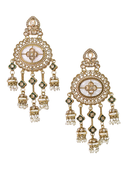 Partywear-earrings,chandeliar,partywear,Kashmiri earring-EAR-HDB-E494-GRN