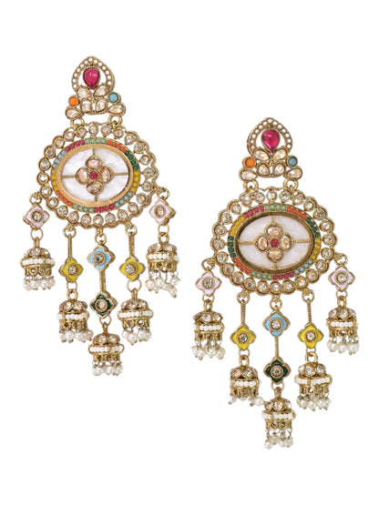 Partywear-earrings,chandeliar,partywear,Kashmiri earring-EAR-HDB-E494-MLT
