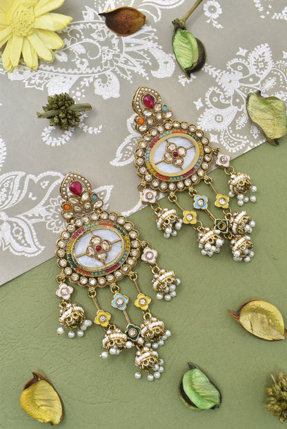Partywear-earrings,chandeliar,partywear,Kashmiri earring-EAR-HDB-E494-MLT