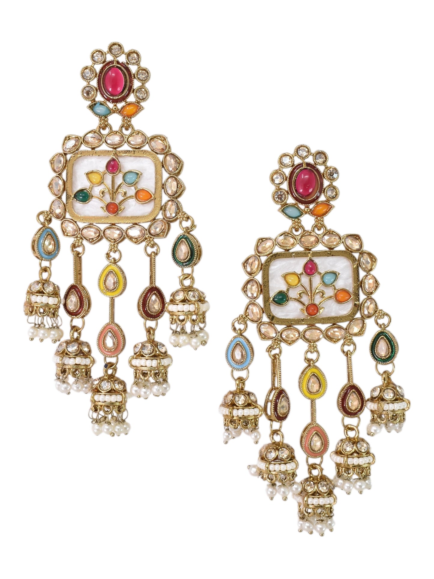 Partywear-earrings,chandeliar,partywear,Kashmiri earring-EAR-HDB-E495-MLT