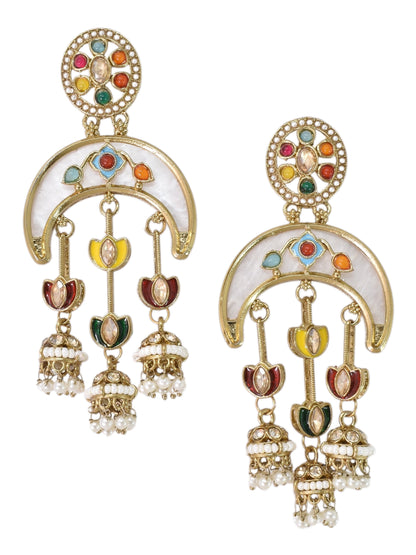 Partywear-earrings,chandeliar,partywear,Kashmiri earring-EAR-HDB-E496-MLT