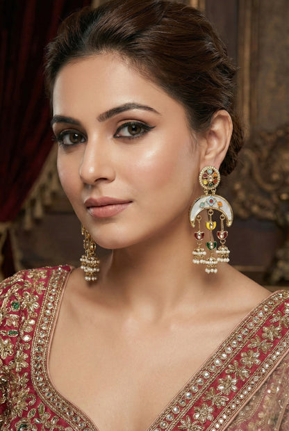 Partywear-earrings,chandeliar,partywear,Kashmiri earring-EAR-HDB-E496-MLT