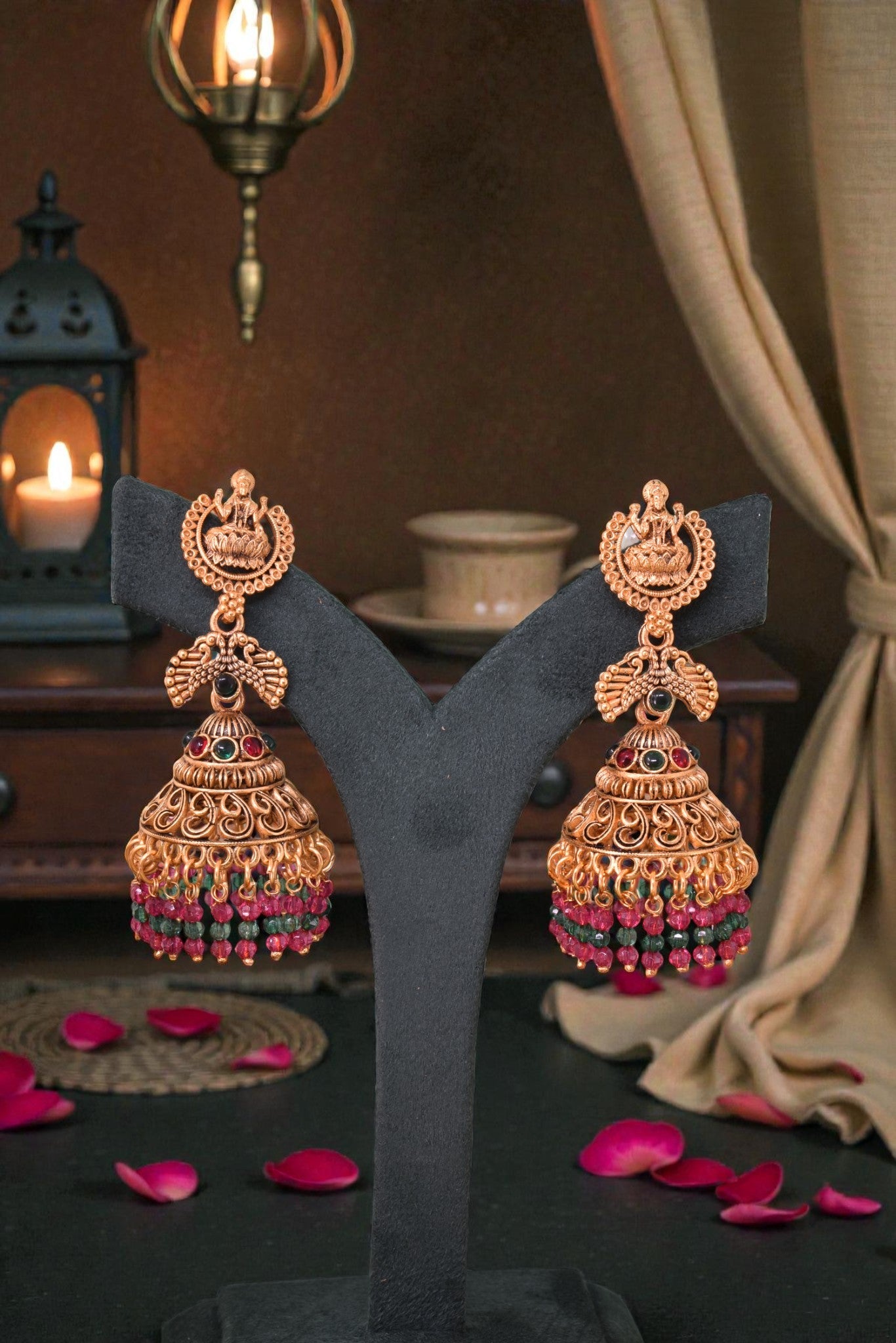 Partywear-earrings,chandeliar,partywear,Kashmiri earring-EAR-JRV-SA1-GLD-MLT