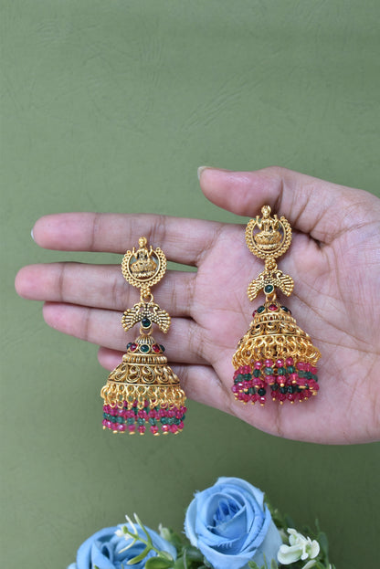 Partywear-earrings,chandeliar,partywear,Kashmiri earring-EAR-JRV-SA1-GLD-MLT