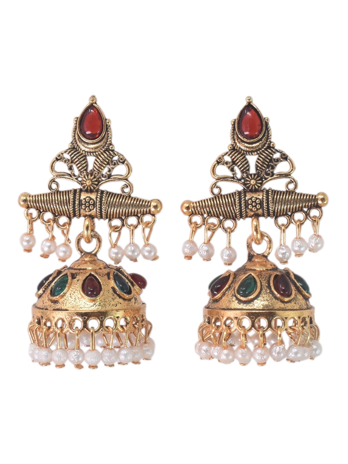 Partywear-earrings,chandeliar,partywear,Kashmiri earring-EAR-JRV-SA2-GLD-MLT
