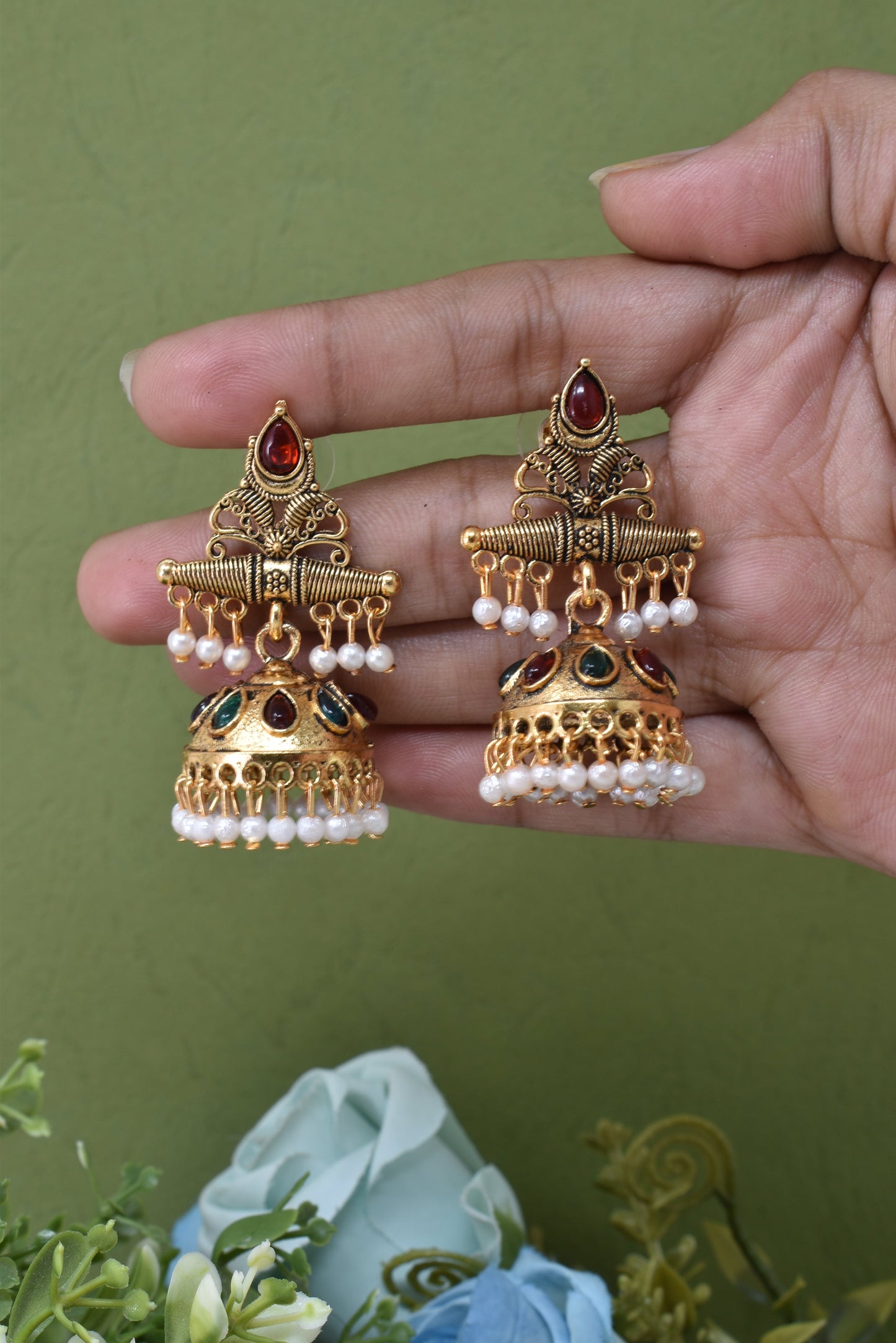 Partywear-earrings,chandeliar,partywear,Kashmiri earring-EAR-JRV-SA2-GLD-MLT
