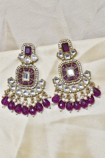 Ethnic Gold Plated Kundan Chandbali Earrings for Women, Traditional Indian Jhumka Drop Earring Set with Pearl & Stone Detailing, Perfect for Wedding, Festival, Party and Gifting