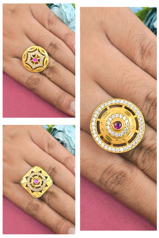AD DAILY USE GOLD PLATED RING, 3 pcs combo, Design no: 22