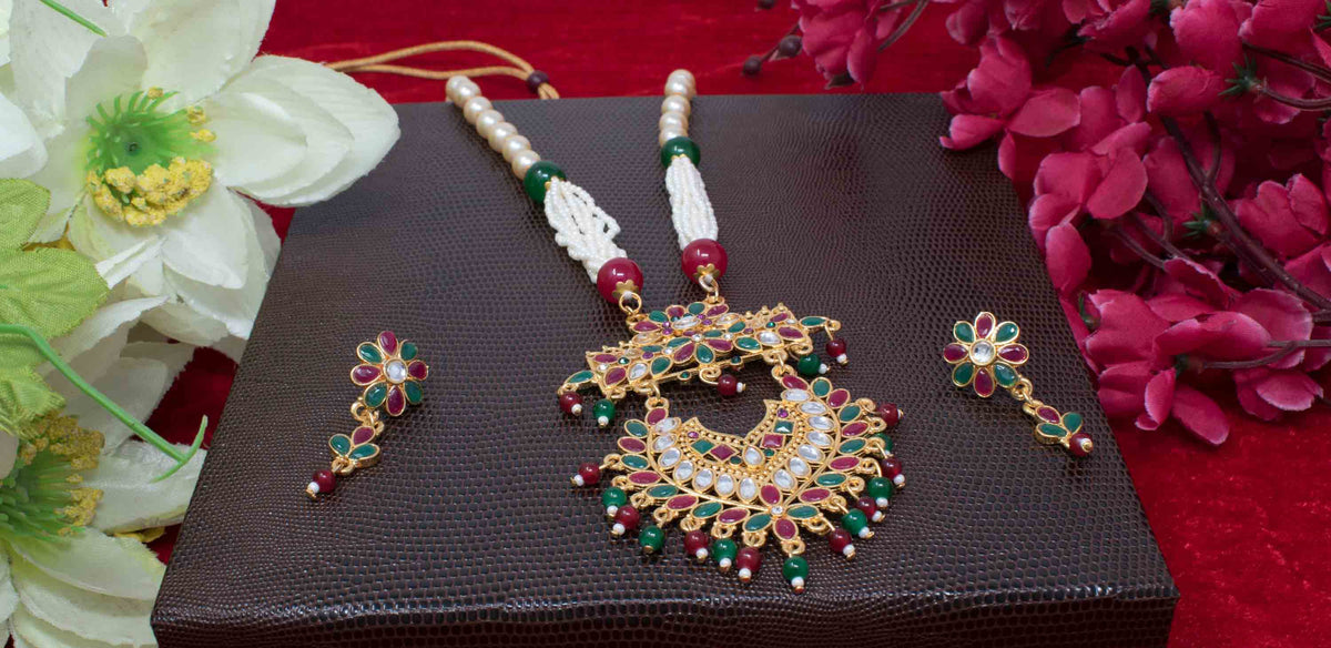 Peacock Shape Raani Haar Long Set