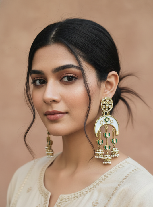 kundan jhumka,meenakari earrings,kahmiri earring,chandbali,chandelier earrings, dome jhumkas,pearl cluster jhumka, long earrings,heavy earrings,big earrings,designer earrings,latest design,new design