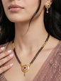 Gold-Toned Stone Studded Mangalsutra with Matching Earrings Combo Set