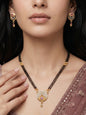 Gold-Toned Stone Studded Mangalsutra with Matching Earrings Combo Set