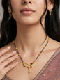 Gold-Toned Stone Studded Mangalsutra with Matching Earrings Combo Set