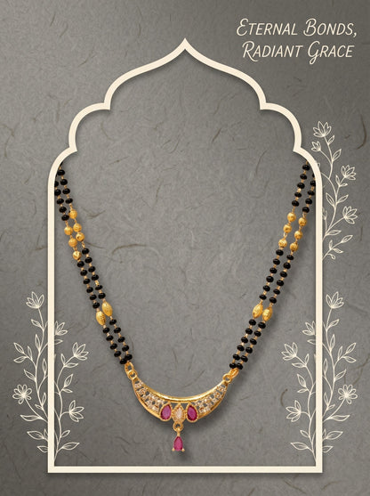 Gold-Toned Stone Studded Mangalsutra with Matching Earrings Combo Set