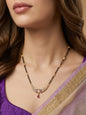 Traditional Gold-Toned Black Beaded Stylish Mangalsutra for Women Studded with Sparkling AD and Ruby Red Stones, Perfect for Daily and Office Ethnic Festive Jewellery Neckpiece-01