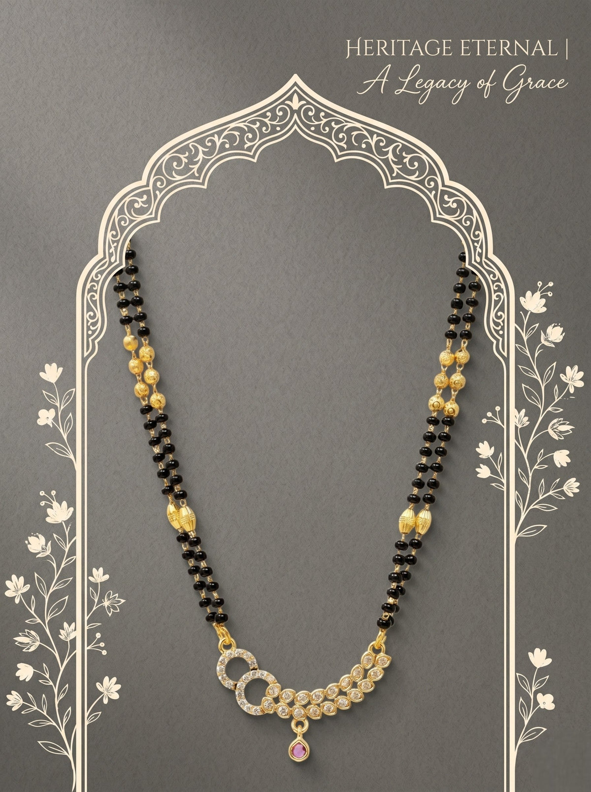 Gold-Toned Stone Studded Mangalsutra with Matching Earrings Combo Set